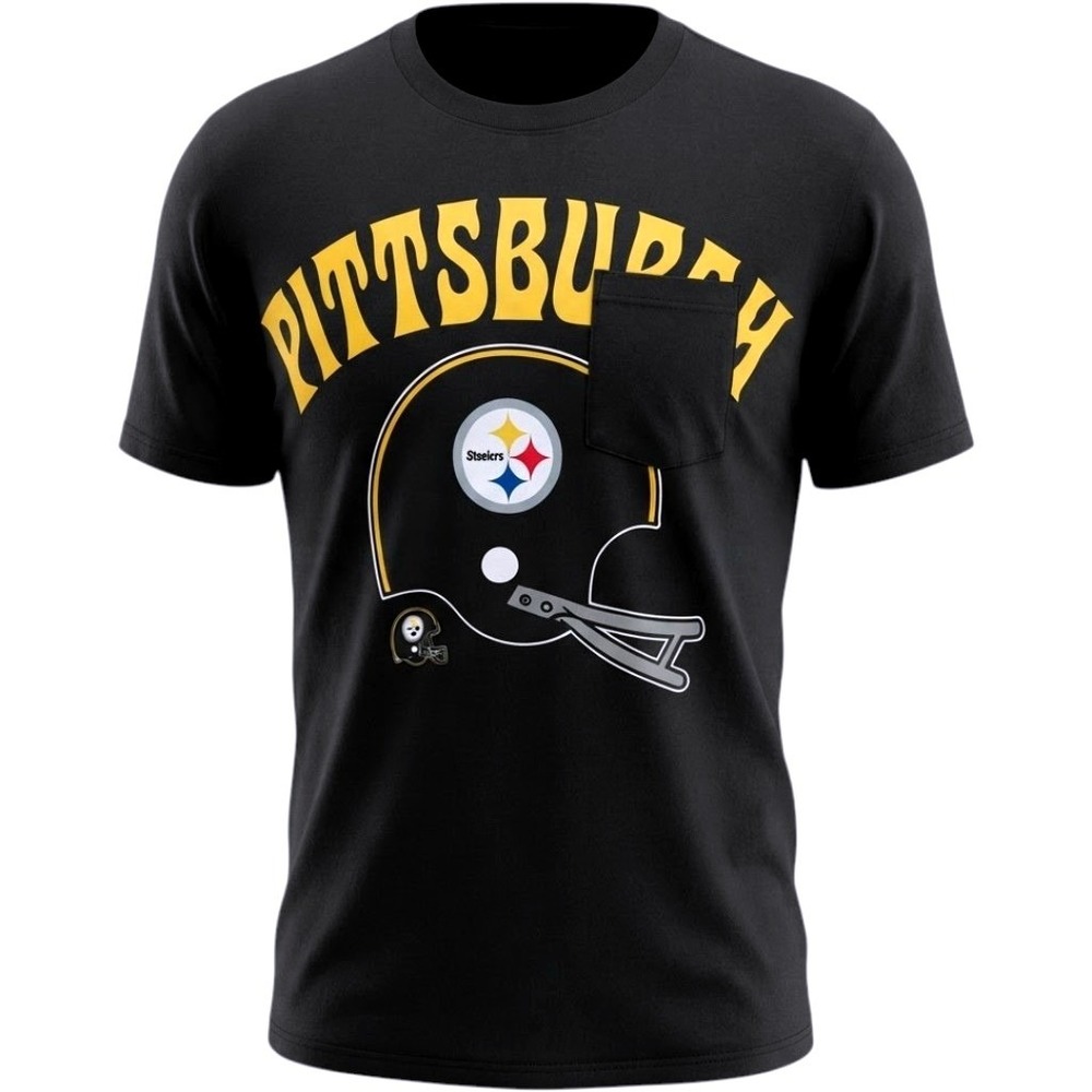 Nike NFL Pittsburgh Steelers Mens Black Pocket Graphic Tee Shirt Size Med New